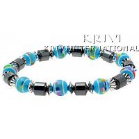 KBKRKQ075 Magic Blue and Black Metallic Chic Look Beads Bracelet