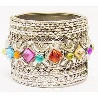 KBKSKM001 Beautiful Multi Colored Stone Metal Bracelet