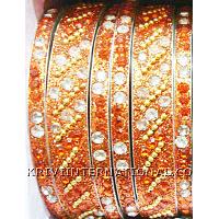 KKKTKQ024 2 sets of Lac Bangles with glass and coloured stone work.