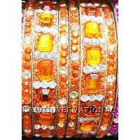 KKKTKQ031 2 sets of Lac Bangles with glass and coloured stone work.