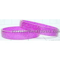 KKLKKN044 A pair of acrylic bangles with glitter work