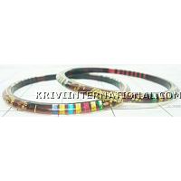 KKLKKN065 A pair of acrylic bangles with inbuilt fabric work