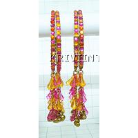 KKLLKMC03 4 Thin Bangles with colored stones & Hangings