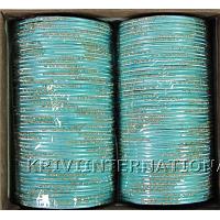 KKLLKTA03 8 Dozen Blue Metallic Bangles with Glitter Handiwork