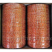 KKLLKTB01 8 Dozen Orange Metallic Bangles with Glitter Handiwork