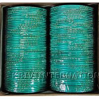 KKLLKTB03 8 Dozen Blue Metallic Bangles with Glitter Handiwork