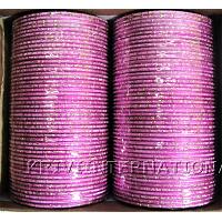 KKLLKTG01 8 Dozen Pink Metallic Bangles with Glitter Handiwork