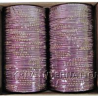 KKLLKTH03 8 Dozen Purple Metallic Bangles with Glitter Handiwork
