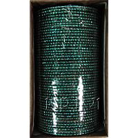 KKLLLKB07 4 Dozen Green Metal Bangles Choori with Glitter Handiwork