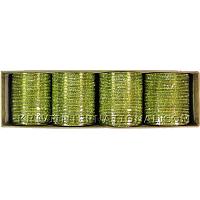 KKLLLKC02 12 Dozen Green Metallic Bangles Choori with Glitter Handiwork