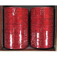 KKLLLKC03 8 Dozen Red Metal Bangles Choori with Glitter Handiwork