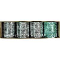 KKLLLKD02 12 Dozen Grey & Blue Metallic Bangles Choori with Glitter Handiwork