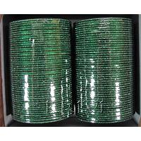 KKLLLKF03 8 Dozen Green Metal Bangles Choori with Glitter Handiwork