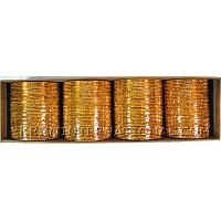 KKLLLKI02 12 Dozen Golden Metallic Bangles Choori with Glitter Handiwork