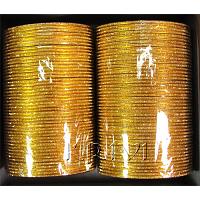 KKLLLKQ03 8 Dozen Golden Metal Bangles Choori with Glitter Handiwork