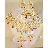 KNKRKT056 Beautiful Kundan Style Work Necklace Set With Tikka