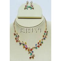 KNKRLL013 Elegant Multi Coloured Stones Necklace Set