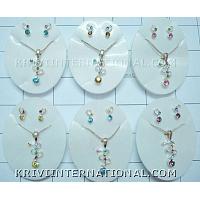 KNKTKL003 Lot of 6 Necklace Sets with Colored Stones