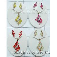 KNKTKL004 Value Pack of 4 Necklace Sets with Colored Stones