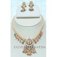 KNKTKQ016 Indian Jewelry Necklace Earring Set