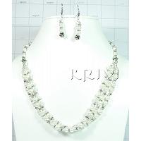 KNLLKT002 White Metal Jewelry Necklace Earring set