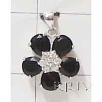 KPKSKN054 Black Color Flower Shape Pendant