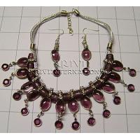 KSKQKS003 Exclusive Colour Stone Necklace With Earring Set