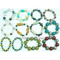 KWKTKN006 Wholesale Lot of 50pc Glass Beads Bracelet