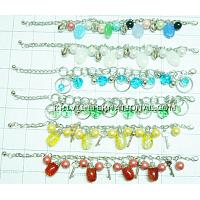 KWKTKN007 Wholesale Lot of 50pc Glass Beads & Charm Bracelet