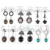 KWLLKT056 Wholesale lot of 15 pc Mix Stone White Metal Earrings